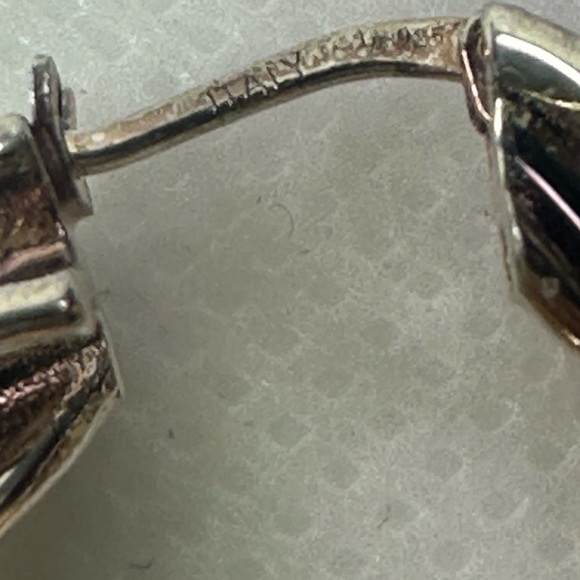 New Bottega Veneta Sterling Silver W/MauvePink Color Twisted Hoop Earrings - Picture 3 of 6